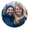 Kristian Bang og Emma Skamris Therkelsen i permakultur marken
in the permaculture garden
